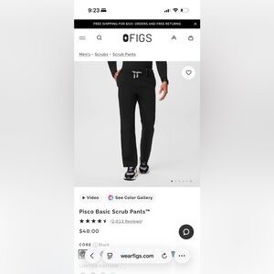 Figs Men's Black Pisco Scrub Pants